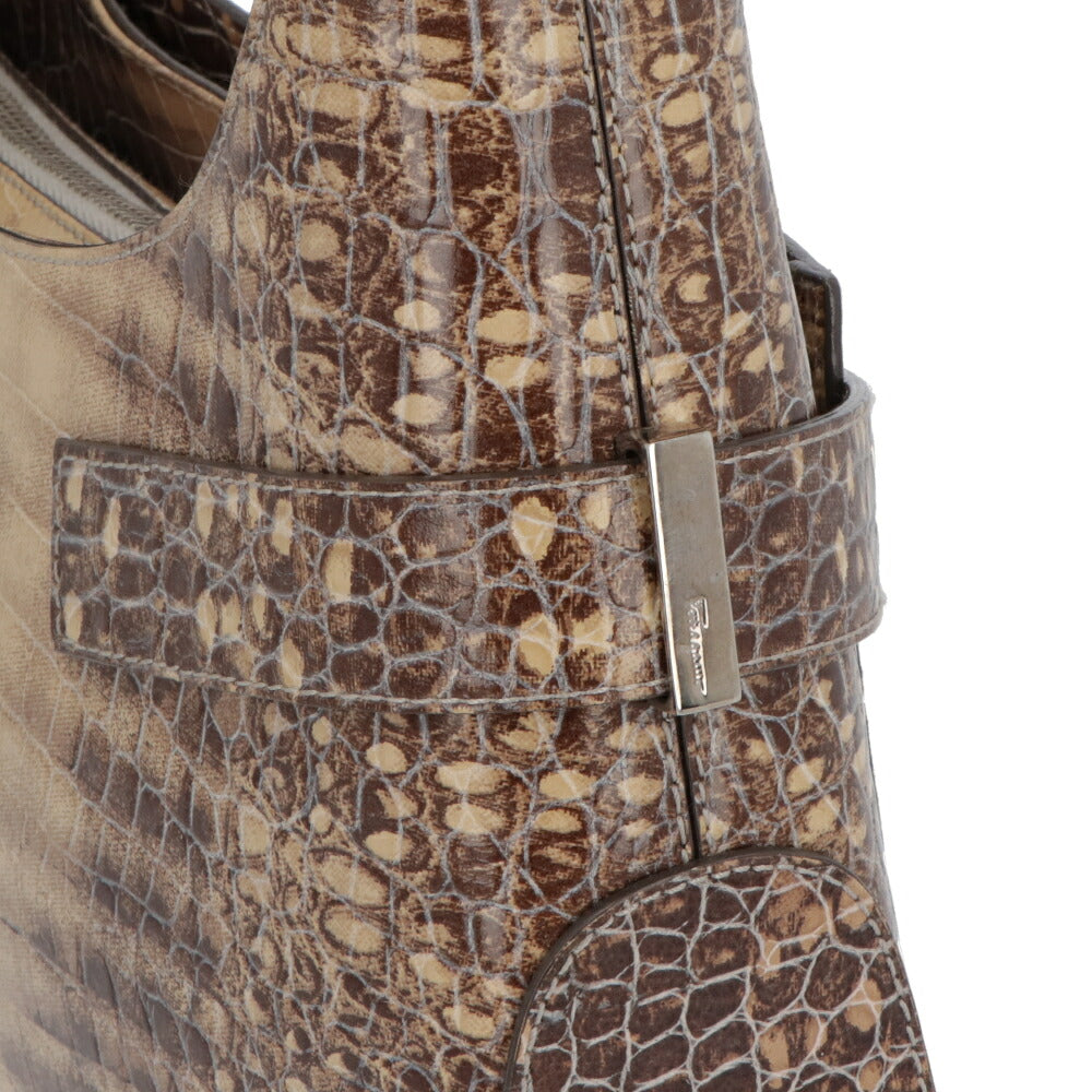 【中古/Aランク】FERRAGAMO フェラガモ レディース ショルダーバッグ ブラウン系 レザー シリアルあり ヴィンテージ 型押し