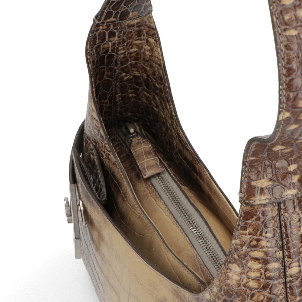 【中古/Aランク】FERRAGAMO フェラガモ レディース ショルダーバッグ ブラウン系 レザー シリアルあり ヴィンテージ 型押し