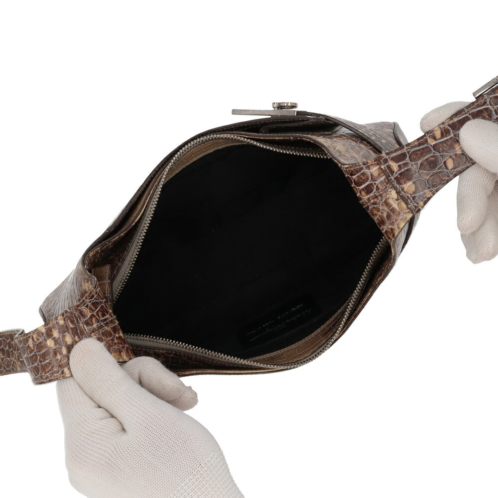 【中古/Aランク】FERRAGAMO フェラガモ レディース ショルダーバッグ ブラウン系 レザー シリアルあり ヴィンテージ 型押し