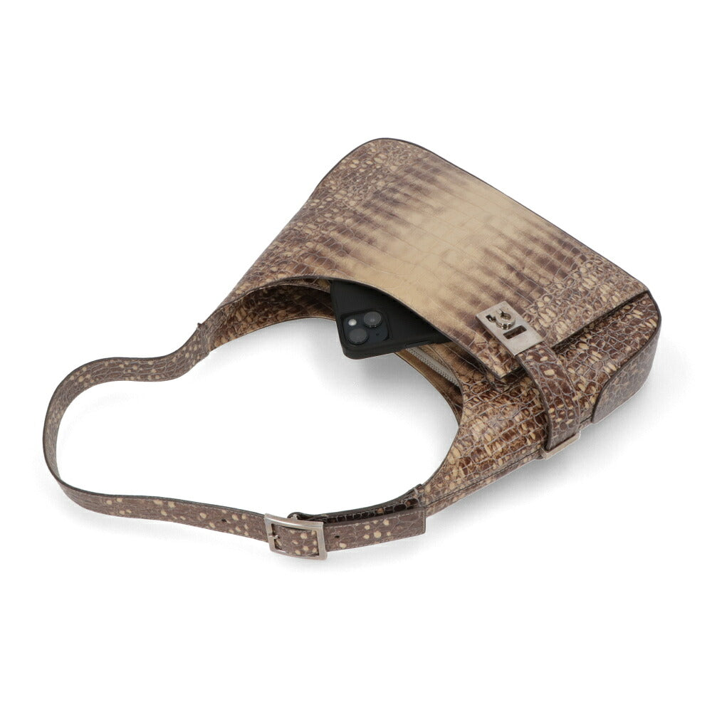 【中古/Aランク】FERRAGAMO フェラガモ レディース ショルダーバッグ ブラウン系 レザー シリアルあり ヴィンテージ 型押し