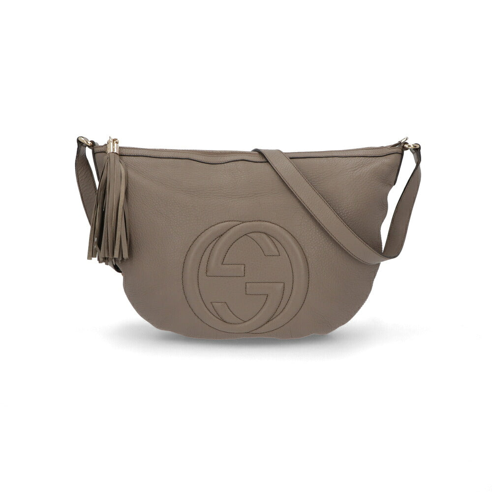 【中古/Bランク】 GUCCI グッチ レディース バッグ ショルダーバッグ グレー フリンジ ロゴ タッセル 308361