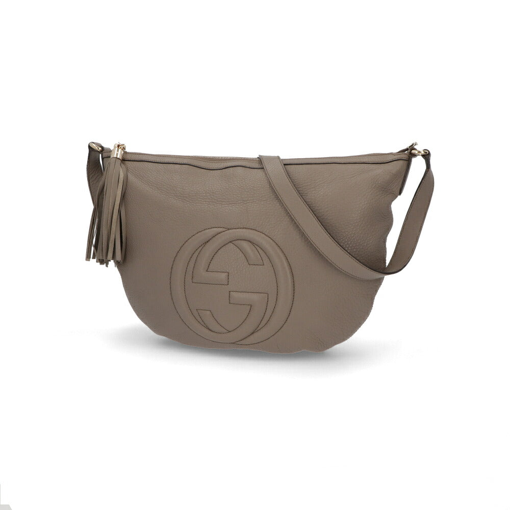 【中古/Bランク】 GUCCI グッチ レディース バッグ ショルダーバッグ グレー フリンジ ロゴ タッセル 308361