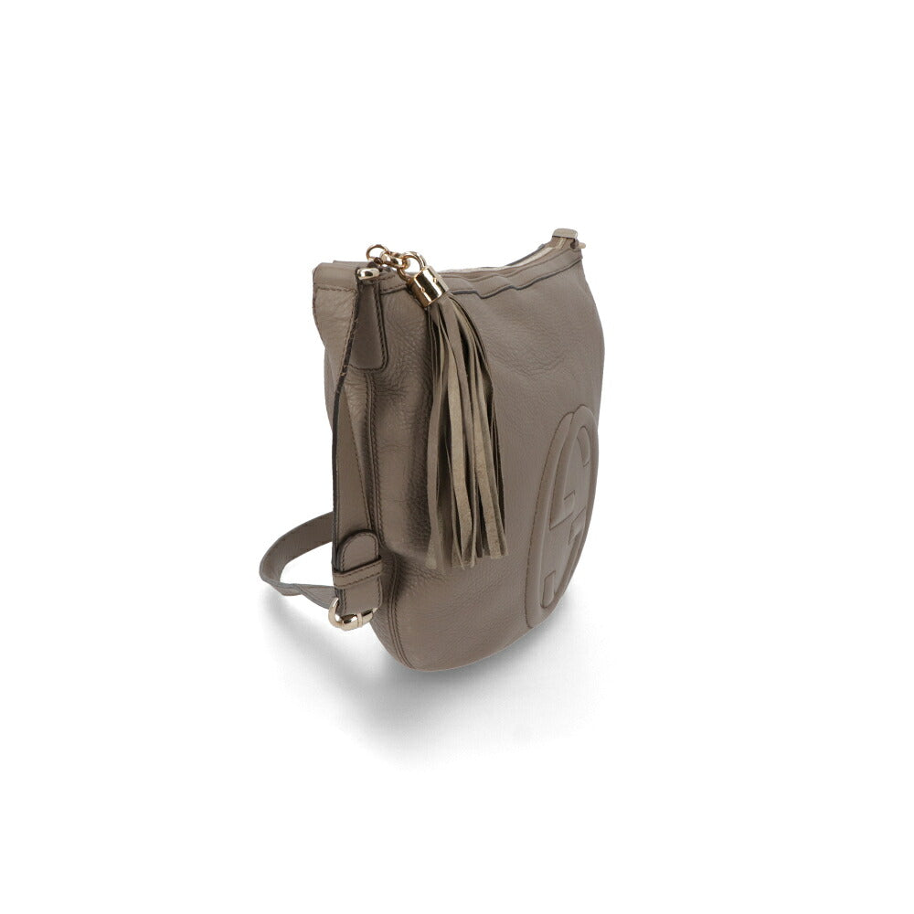 【中古/Bランク】 GUCCI グッチ レディース バッグ ショルダーバッグ グレー フリンジ ロゴ タッセル 308361
