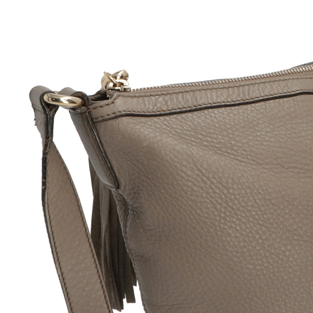 【中古/Bランク】 GUCCI グッチ レディース バッグ ショルダーバッグ グレー フリンジ ロゴ タッセル 308361