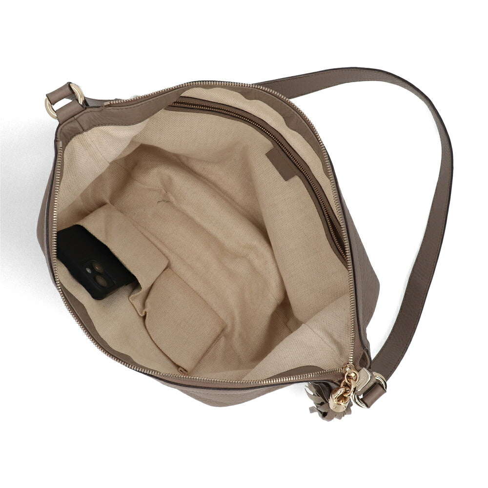 【中古/Bランク】 GUCCI グッチ レディース バッグ ショルダーバッグ グレー フリンジ ロゴ タッセル 308361