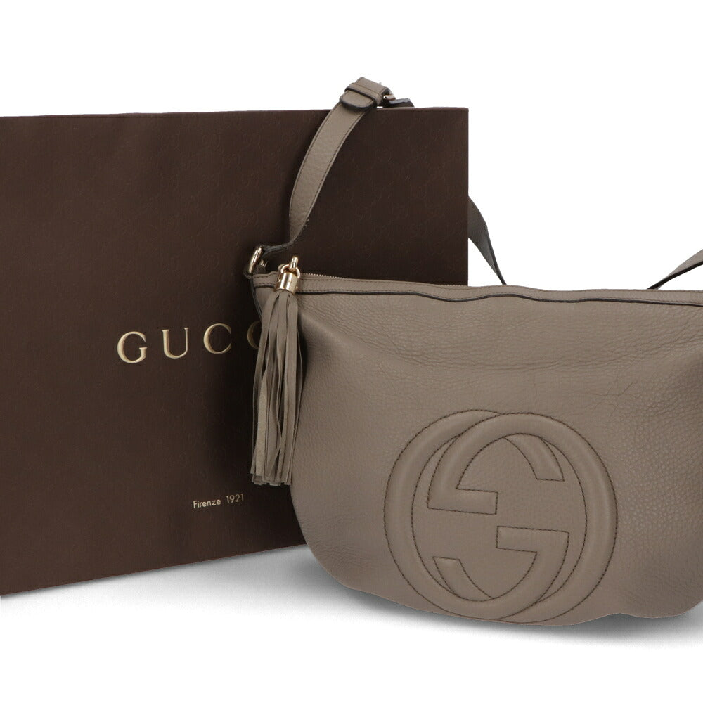 【中古/Bランク】 GUCCI グッチ レディース バッグ ショルダーバッグ グレー フリンジ ロゴ タッセル 308361