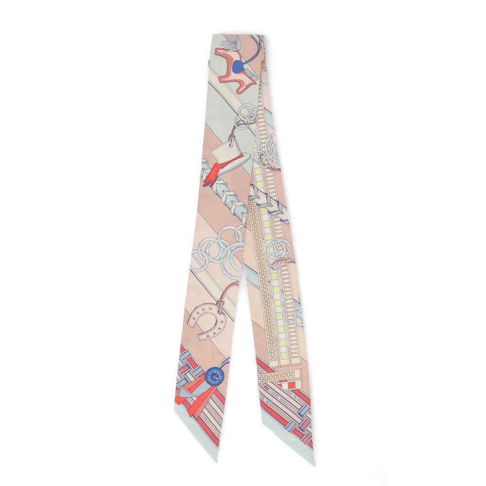 エルメス ツイリー Brides et Gris Gris 馬勒とチャーム ローズ