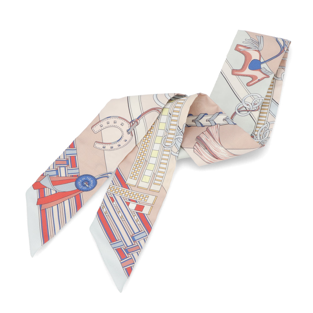 エルメス ツイリー Brides et Gris Gris 馬勒とチャーム ローズ