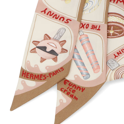 エルメス ツイリー スカーフ ベージュ クリーム ヴェールアマンド Funny Ice Cream ファニーアイスクリーム レディース マフラー・ストール・スカーフ シルク