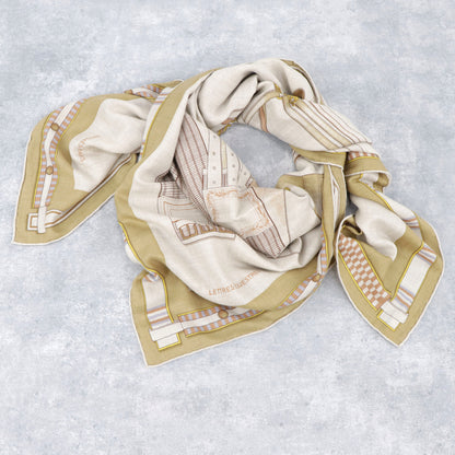 HERMES ストール カシシル140 ナチュラル レトル・エケストル