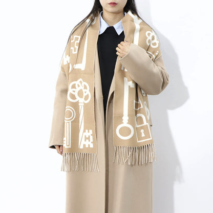 HERMES カシミヤマフラー カザック・キーコレクション