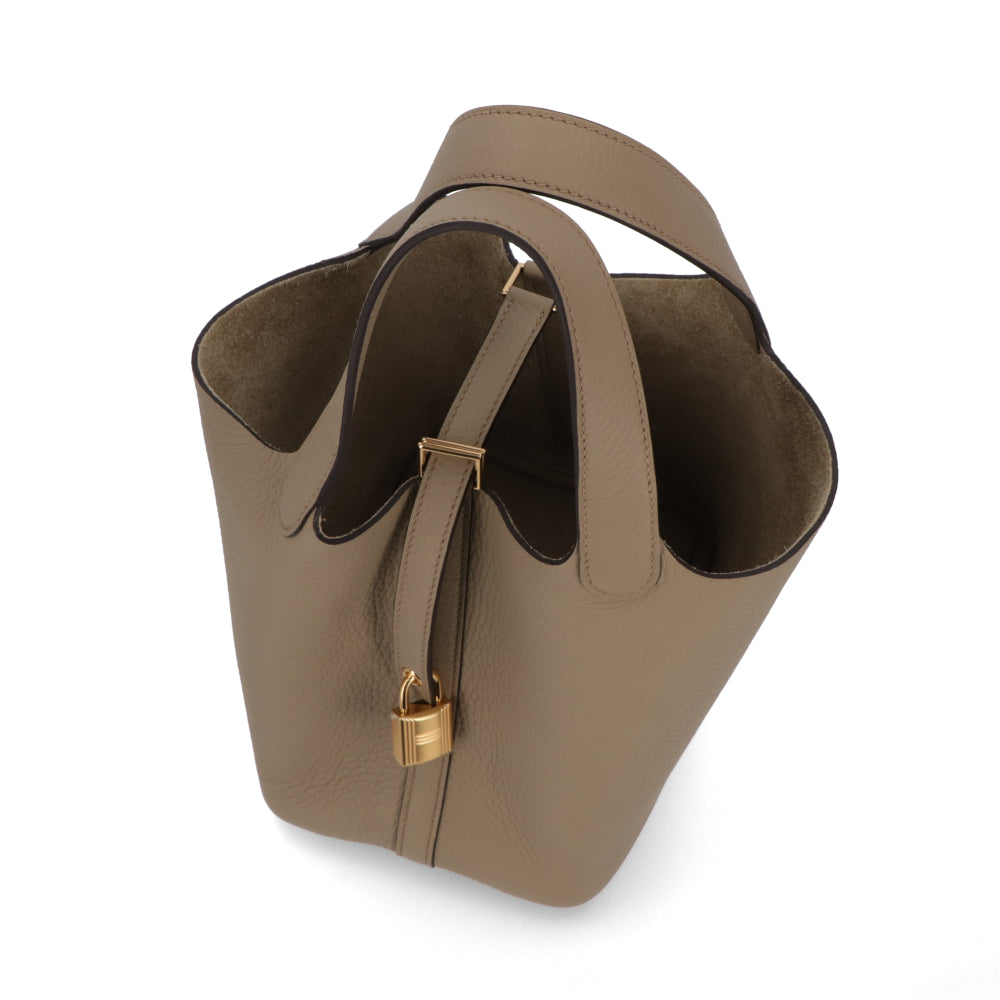 HERMES ピコタンロックPM ベージュマルファ ゴールド金具