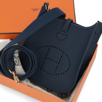 HERMES エヴリンTPM ブルードプリュス ゴールド金具