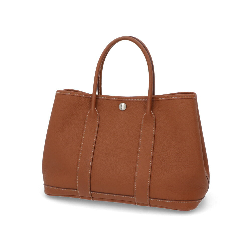 【中古/Bランク】HERMES ガーデンパーティTPM ブラウン系 ゴールド シルバー金具 カントリー □K刻印