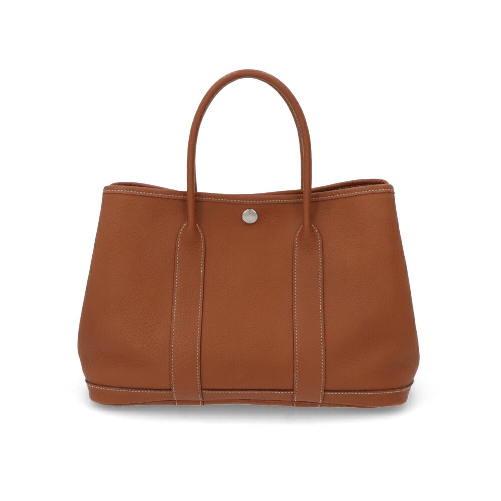 【中古/Bランク】HERMES ガーデンパーティTPM ブラウン系 ゴールド シルバー金具 カントリー □K刻印