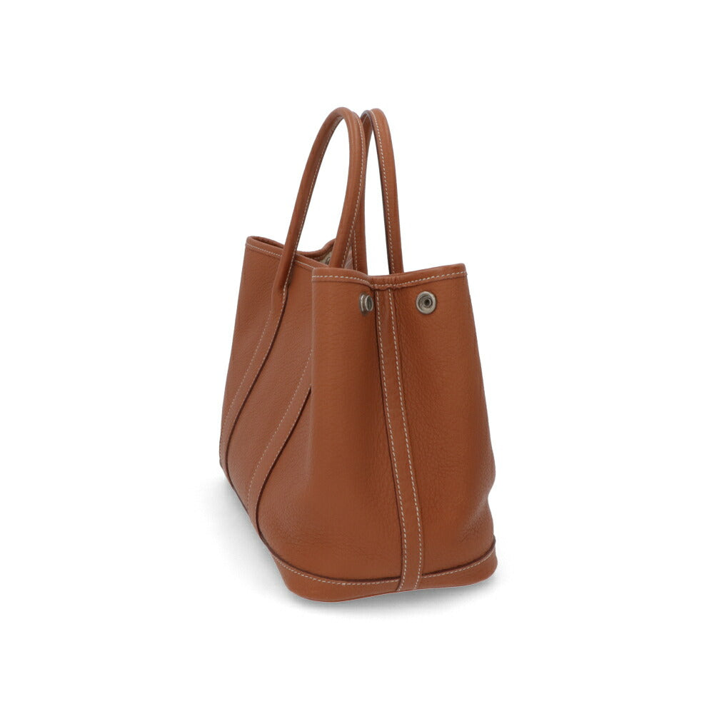 【中古/Bランク】HERMES ガーデンパーティTPM ブラウン系 ゴールド シルバー金具 カントリー □K刻印
