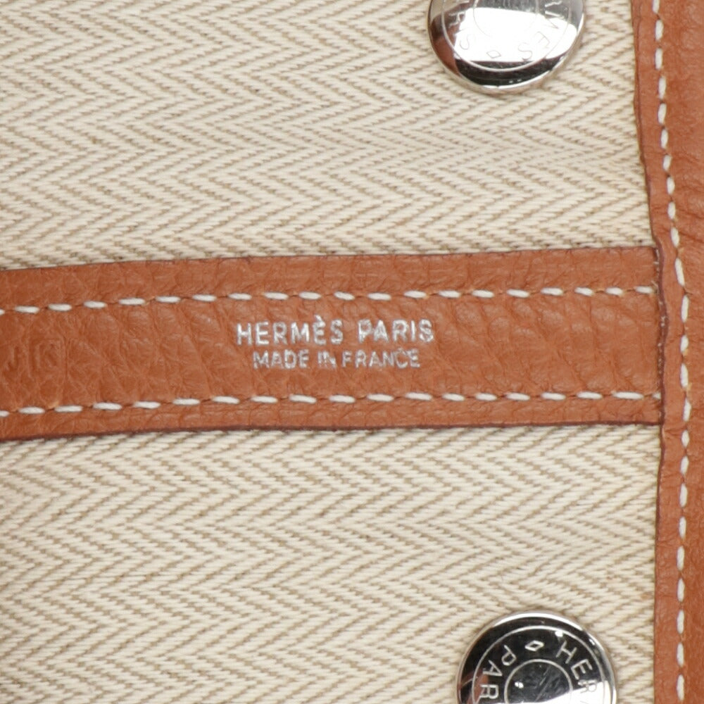 【中古/Bランク】HERMES ガーデンパーティTPM ブラウン系 ゴールド シルバー金具 カントリー □K刻印