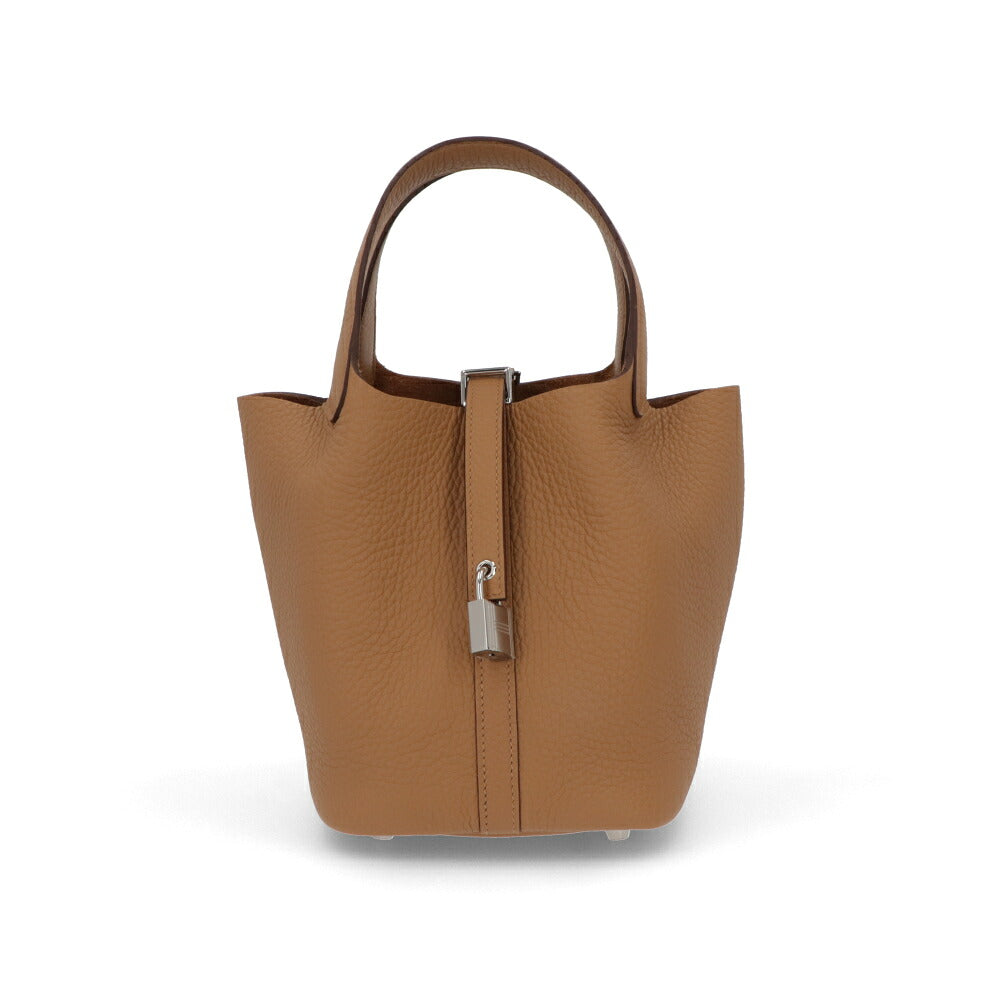 HERMES エルメス レディース バッグ ピコタンロック PM (18) ブラウン系 シルバー金具 ビスキュイ トリヨンクレマンス K刻印