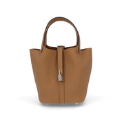 HERMES エルメス レディース バッグ ピコタンロック PM (18) ブラウン系 シルバー金具 ビスキュイ トリヨンクレマンス K刻印