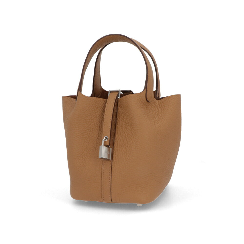 HERMES エルメス レディース バッグ ピコタンロック PM (18) ブラウン系 シルバー金具 ビスキュイ トリヨンクレマンス K刻印