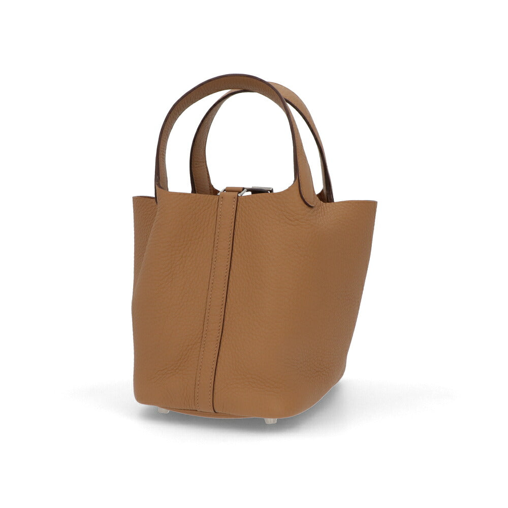 HERMES エルメス レディース バッグ ピコタンロック PM (18) ブラウン系 シルバー金具 ビスキュイ トリヨンクレマンス K刻印