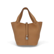 HERMES エルメス レディース バッグ ピコタンロック MM (22) ブラウン系 シルバー金具 ビスキュイ トリヨンクレマンス K刻印