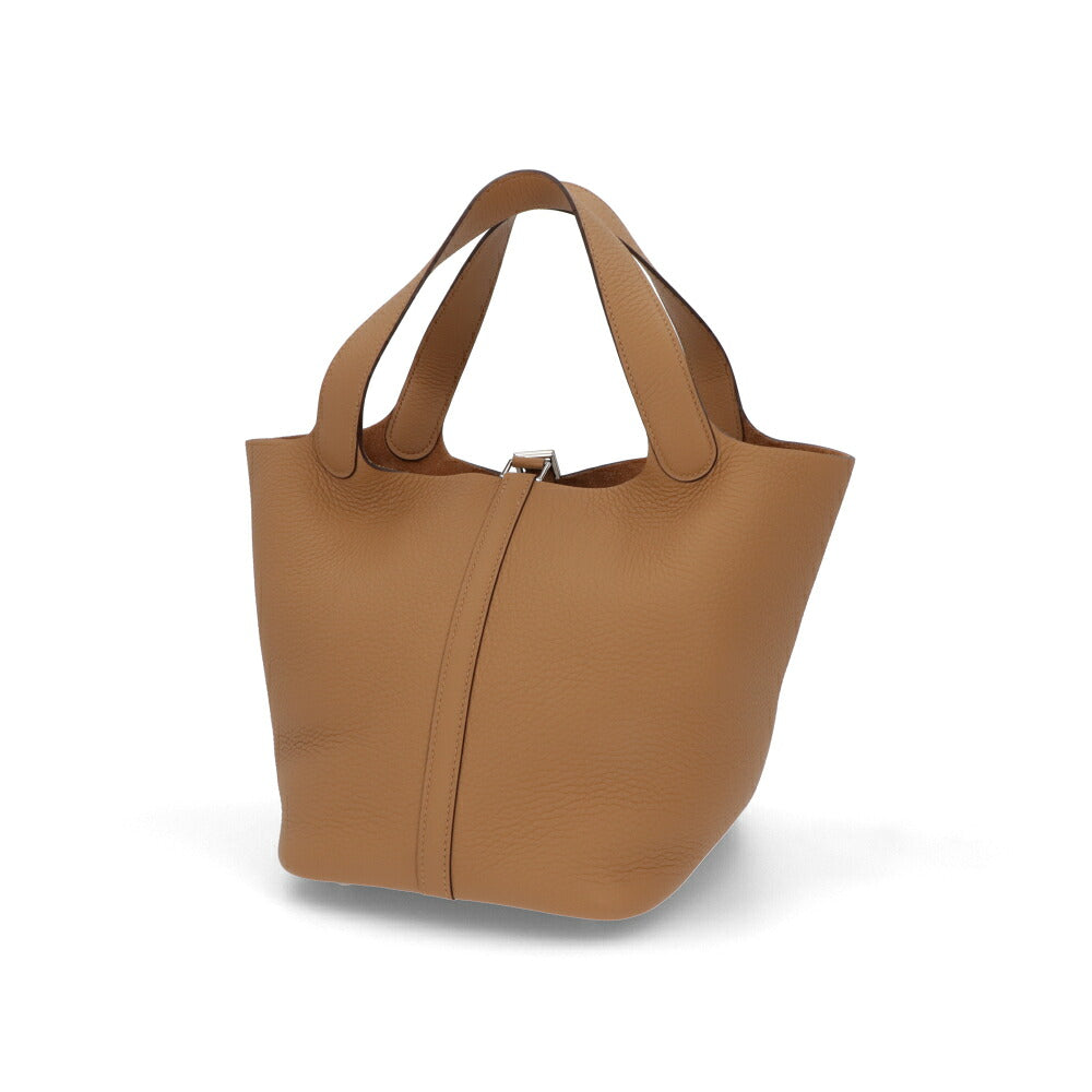 HERMES エルメス レディース バッグ ピコタンロック MM (22) ブラウン系 シルバー金具 ビスキュイ トリヨンクレマンス K刻印