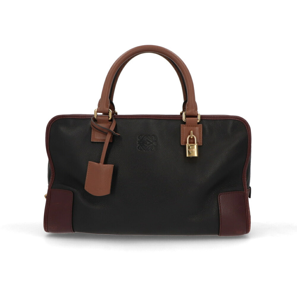 【中古/Bランク】 LOEWE ロエベ レディース バッグ ハンドバッグ アマソナ36 ブラック×ブラウン系 カーフレザー シリアルあり ヴィンテージ Amazona 36 011207 Ha