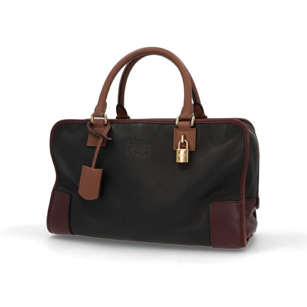 【中古/Bランク】 LOEWE ロエベ レディース バッグ ハンドバッグ アマソナ36 ブラック×ブラウン系 カーフレザー シリアルあり ヴィンテージ Amazona 36 011207 Ha