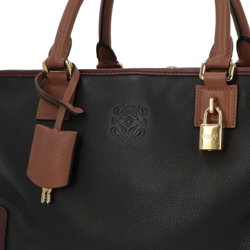 【中古/Bランク】 LOEWE ロエベ レディース バッグ ハンドバッグ アマソナ36 ブラック×ブラウン系 カーフレザー シリアルあり ヴィンテージ Amazona 36 011207 Ha
