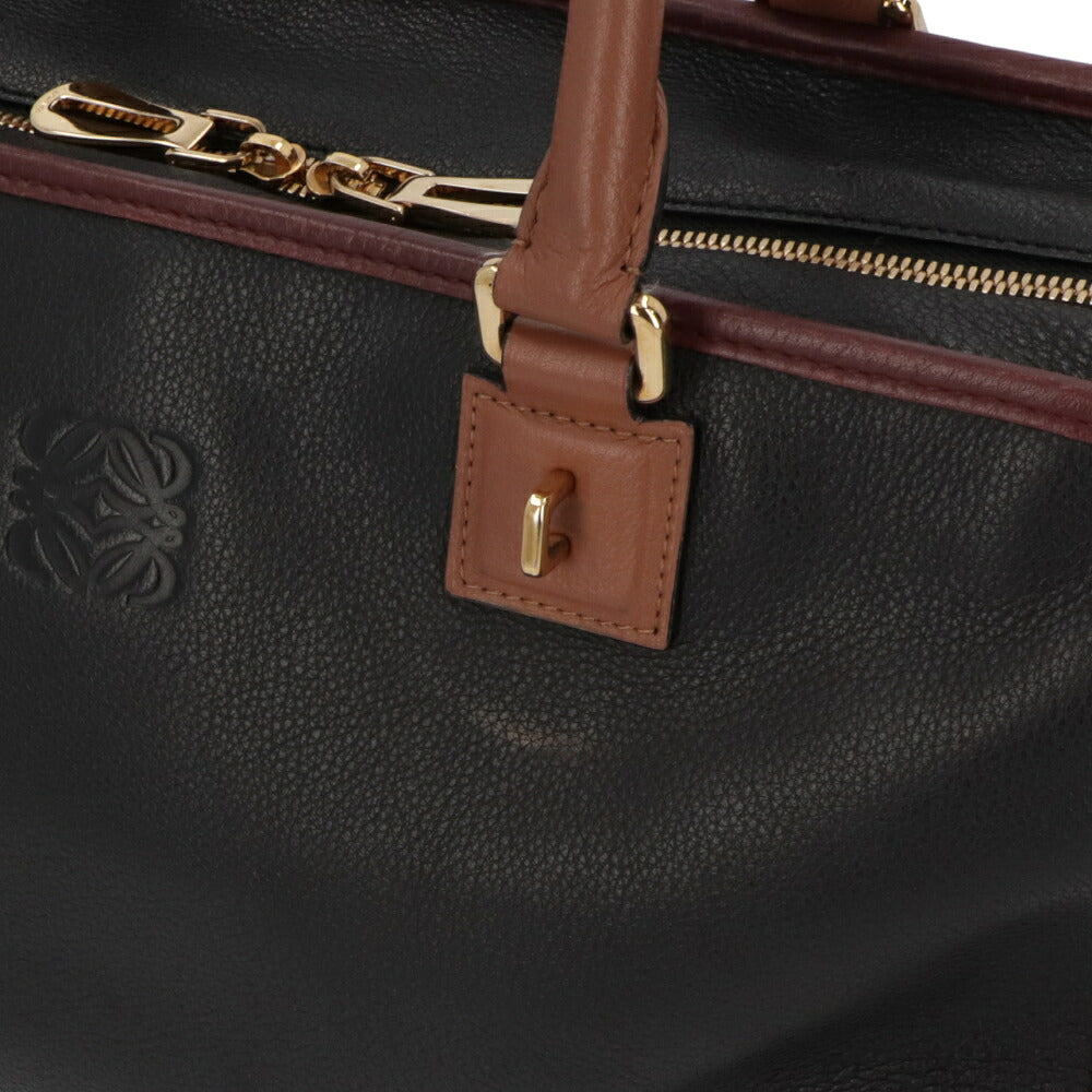 【中古/Bランク】 LOEWE ロエベ レディース バッグ ハンドバッグ アマソナ36 ブラック×ブラウン系 カーフレザー シリアルあり ヴィンテージ Amazona 36 011207 Ha