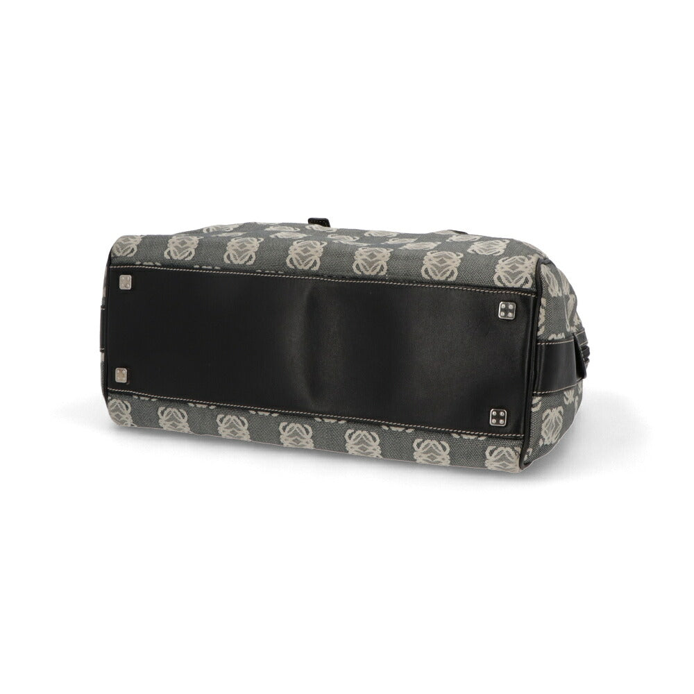【中古/Bランク】 LOEWE ロエベ レディース バッグ ハンドバッグ アナグラムロゴハンドバッグ ブラック系 キャンバス レザー モノグラム ボストンバッグ