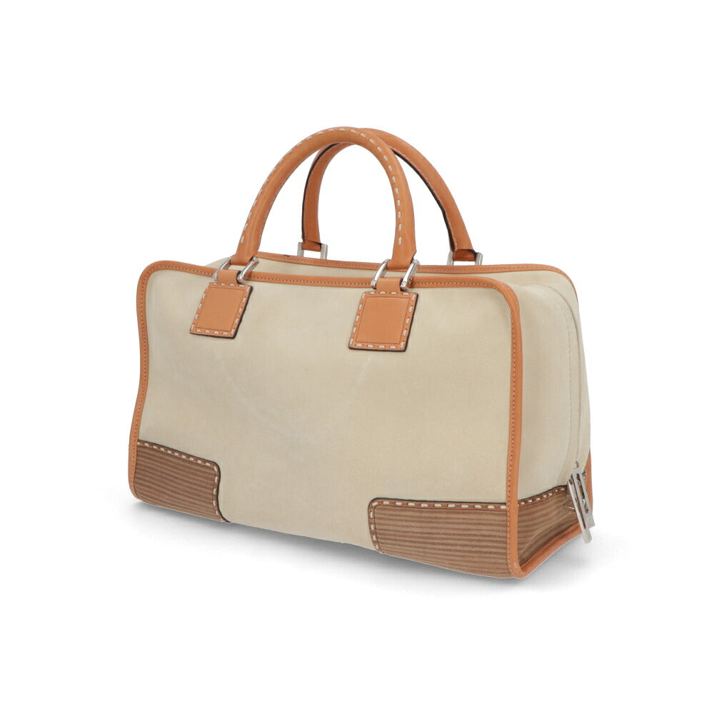【中古/ABランク】LOEWE ロエベ レディース ハンドバッグ アマソナ36 アイボリー系×ブラウン スエード レザー ヴィンテージ