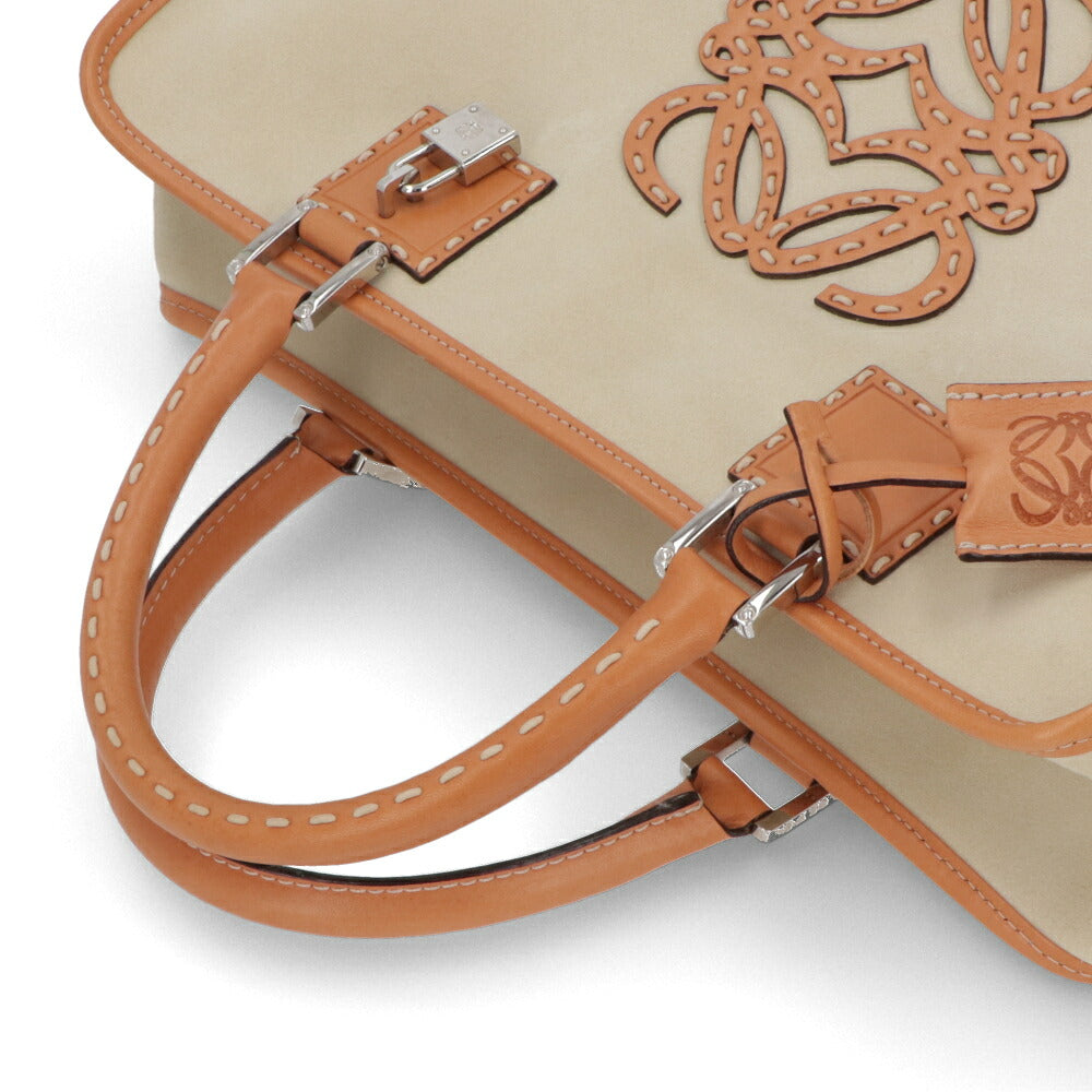 【中古/ABランク】LOEWE ロエベ レディース ハンドバッグ アマソナ36 アイボリー系×ブラウン スエード レザー ヴィンテージ
