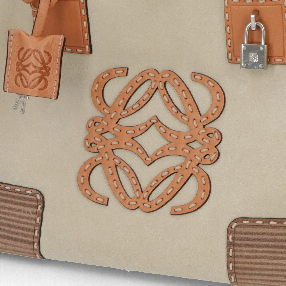 【中古/ABランク】LOEWE ロエベ レディース ハンドバッグ アマソナ36 アイボリー系×ブラウン スエード レザー ヴィンテージ