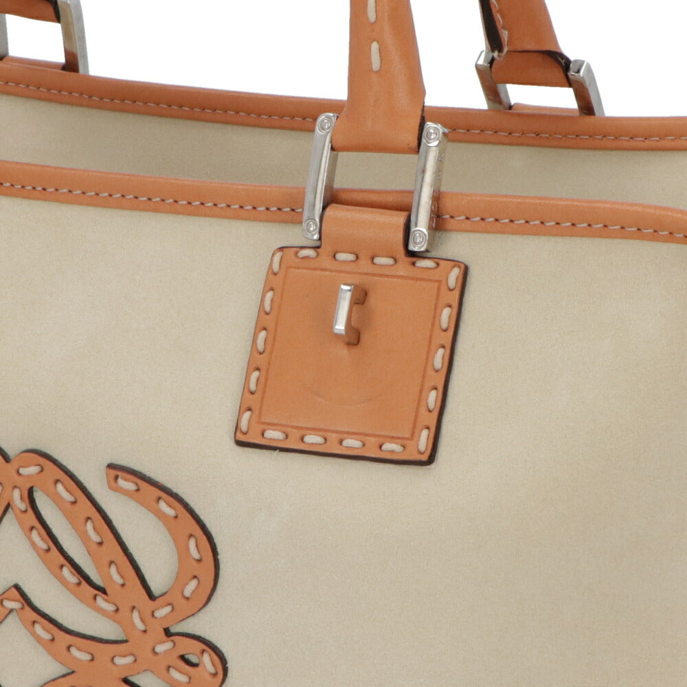 【中古/ABランク】LOEWE ロエベ レディース ハンドバッグ アマソナ36 アイボリー系×ブラウン スエード レザー ヴィンテージ