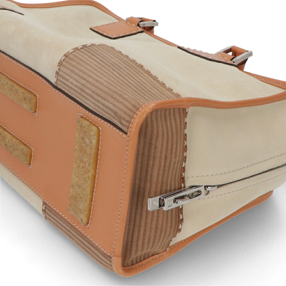 【中古/ABランク】LOEWE ロエベ レディース ハンドバッグ アマソナ36 アイボリー系×ブラウン スエード レザー ヴィンテージ
