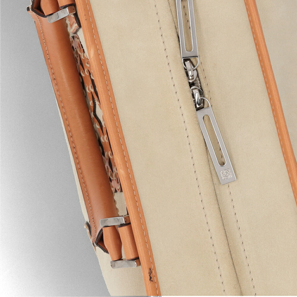 【中古/ABランク】LOEWE ロエベ レディース ハンドバッグ アマソナ36 アイボリー系×ブラウン スエード レザー ヴィンテージ