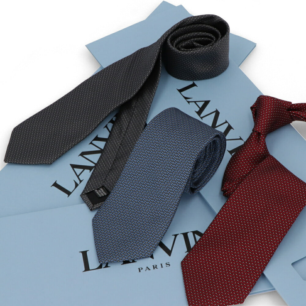 ランバン LANVIN ネクタイ メンズ SILK TIE ブルー レッド グレー シルク ブランドネクタイ 幾何学模様 柄物アイテム 32LVNT305002