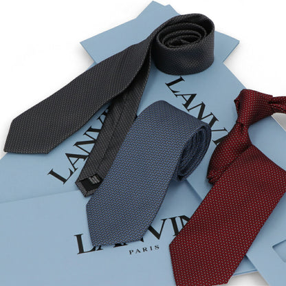 ランバン LANVIN ネクタイ メンズ SILK TIE ブルー レッド グレー シルク ブランドネクタイ 幾何学模様 柄物アイテム 32LVNT305002