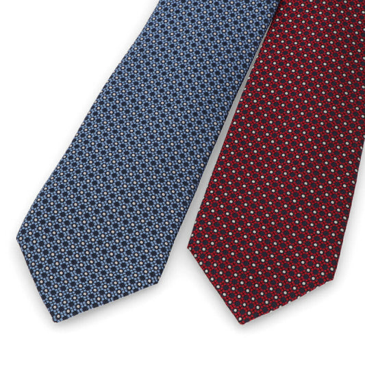 ランバン LANVIN ネクタイ メンズ SILK TIE ブルー レッド シルク ブランドネクタイ 幾何学模様 柄物アイテム 32LVNT305301