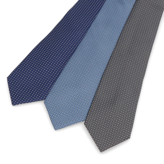 ランバン LANVIN ネクタイ メンズ SILK TIE ネイビー ブルー グレー シルク ブランドネクタイ 幾何学模様 柄物アイテム 32LVNT305901