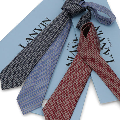 ランバン LANVIN ネクタイ メンズ SILK TIE レッド ブルー ネイビー シルク ブランドネクタイ 幾何学模様 柄物アイテム 32LVNT306801