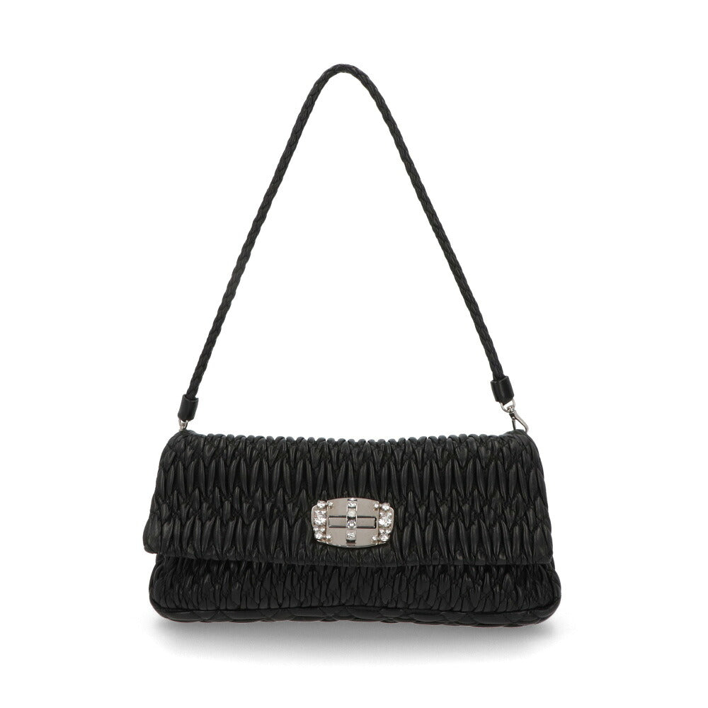 【中古/ABランク】 MIU MIU ミュウ ミュウ レディース バッグ ショルダーバッグ ナッパクリスタル ブラック ロゴ 5BD233