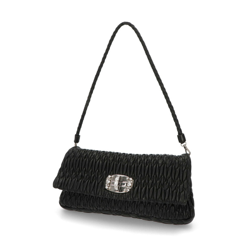 【中古/ABランク】 MIU MIU ミュウ ミュウ レディース バッグ ショルダーバッグ ナッパクリスタル ブラック ロゴ 5BD233