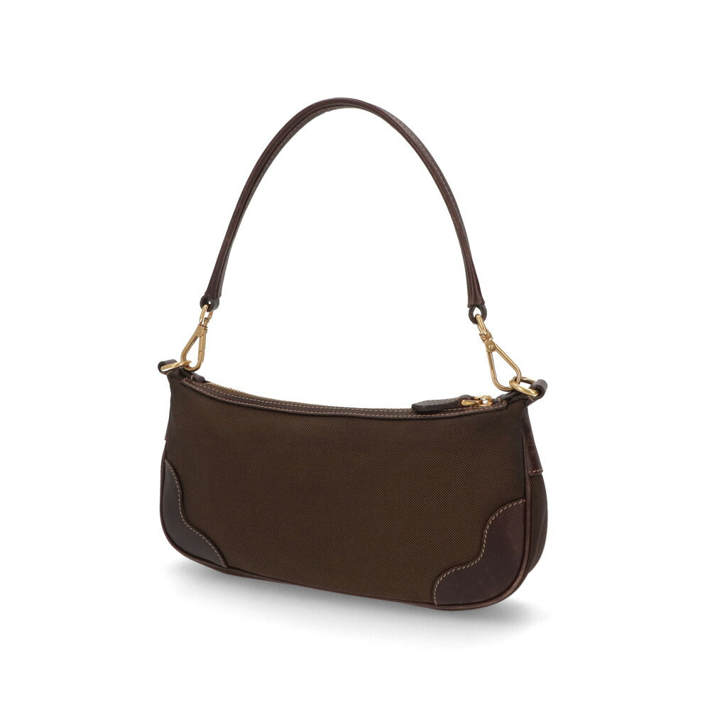 【中古/Bランク】 PRADA プラダ レディース バッグ ショルダーバッグ ブラウン系 キャンバス シリアルあり ホーボーバッグ ロゴ