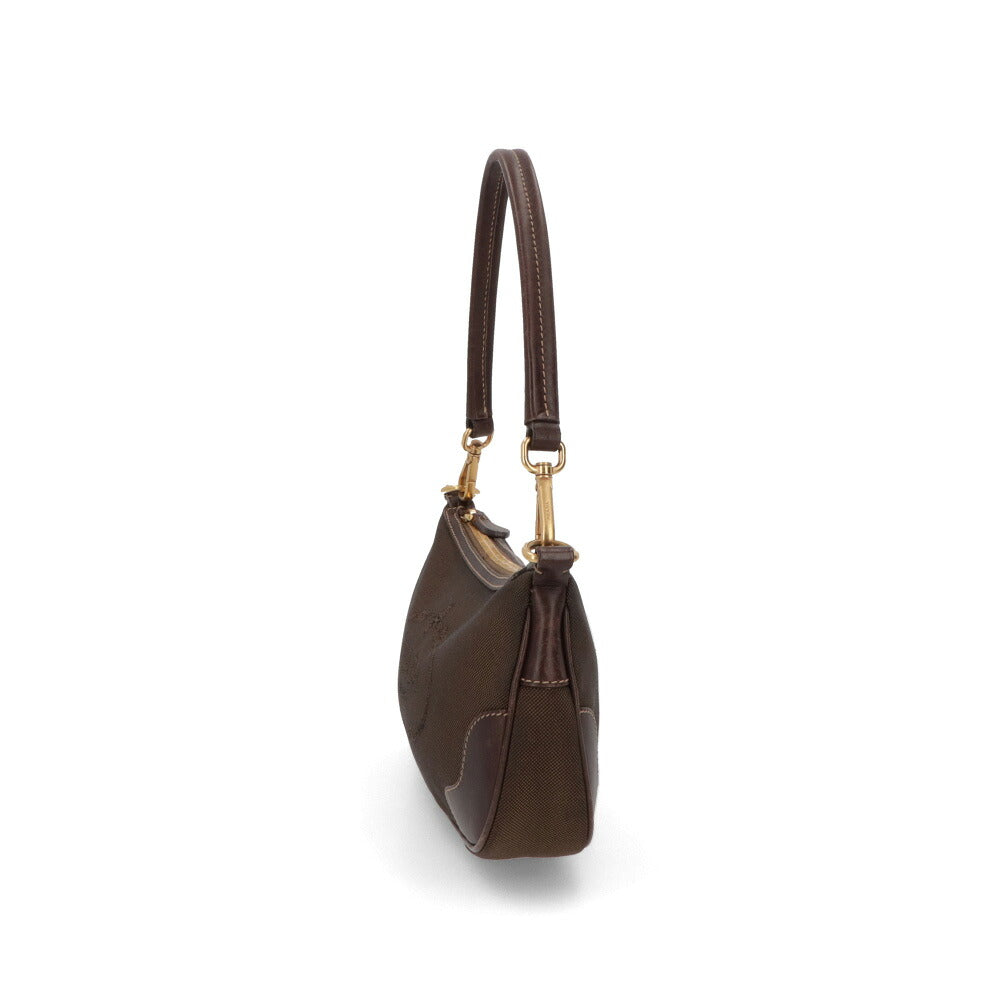【中古/Bランク】 PRADA プラダ レディース バッグ ショルダーバッグ ブラウン系 キャンバス シリアルあり ホーボーバッグ ロゴ