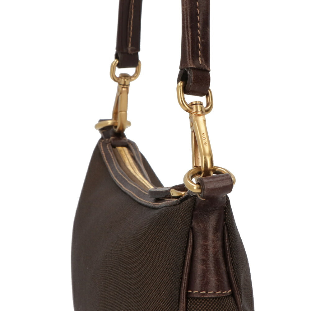 【中古/Bランク】 PRADA プラダ レディース バッグ ショルダーバッグ ブラウン系 キャンバス シリアルあり ホーボーバッグ ロゴ