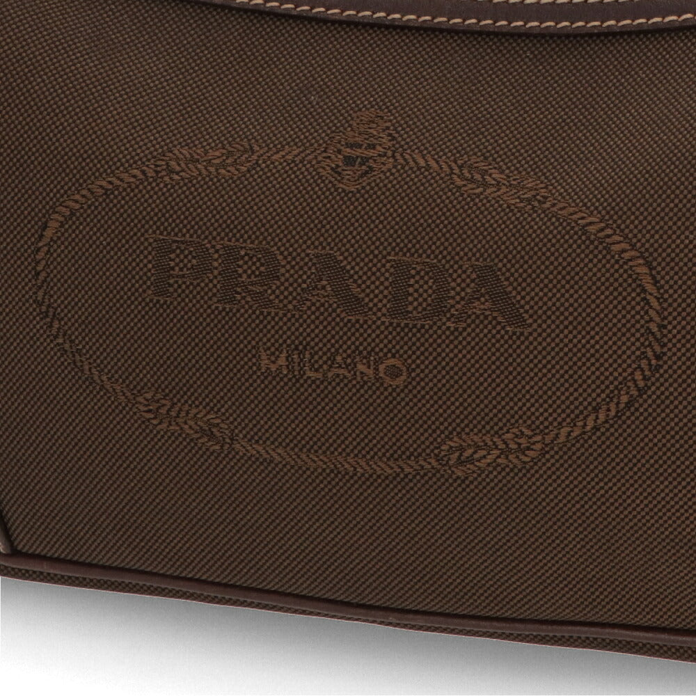 【中古/Bランク】 PRADA プラダ レディース バッグ ショルダーバッグ ブラウン系 キャンバス シリアルあり ホーボーバッグ ロゴ