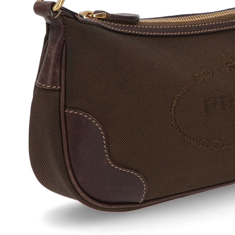 【中古/Bランク】 PRADA プラダ レディース バッグ ショルダーバッグ ブラウン系 キャンバス シリアルあり ホーボーバッグ ロゴ
